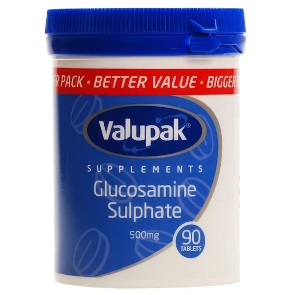 Valupak Supplements Glucosamine Sulphate 500mg 90 Tablets (Case of 6)