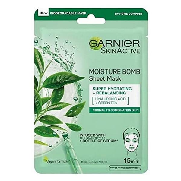 Garnier Skin Active Moisture Bomb Sheet Mask Hyaluronic Acid + Green Tea (Case of 20)