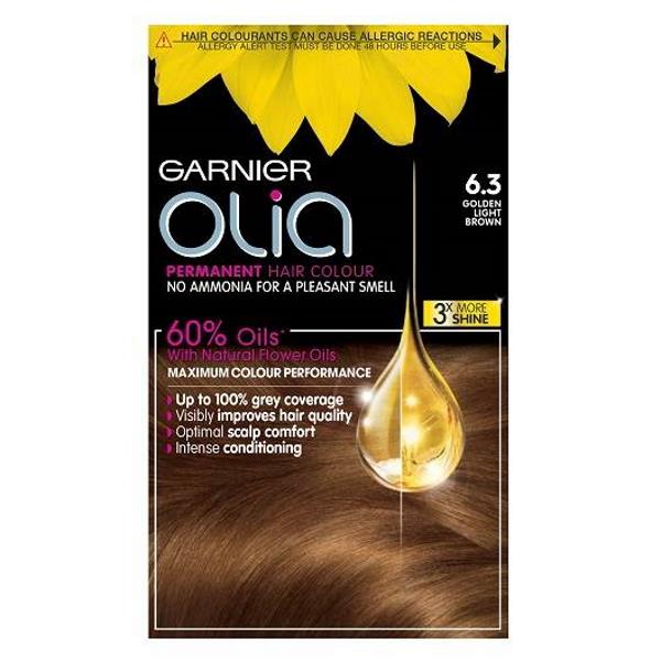 Garnier Olia Permanent Hair Colour 6.3 Golden Light Brown (Case of 3)