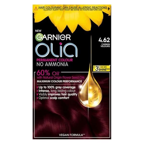Garnier Olia Permanent Hair Colour 4.62 Carmin Velours (Case of 3)
