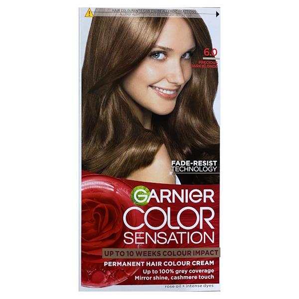 Garnier Color Sensation Permanent Colour Cream 6.0 Precious Dark Blonde (Case of 3)