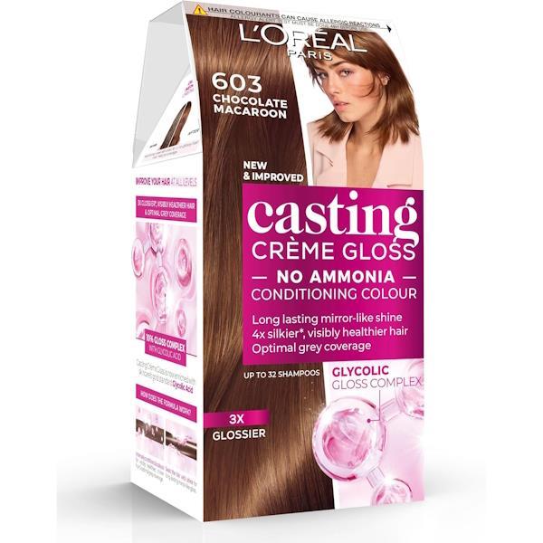 L'Oreal Casting Creme Gloss Semi-Permanent Hair Colour 603 Chocolate Macaroon (Case of 3)