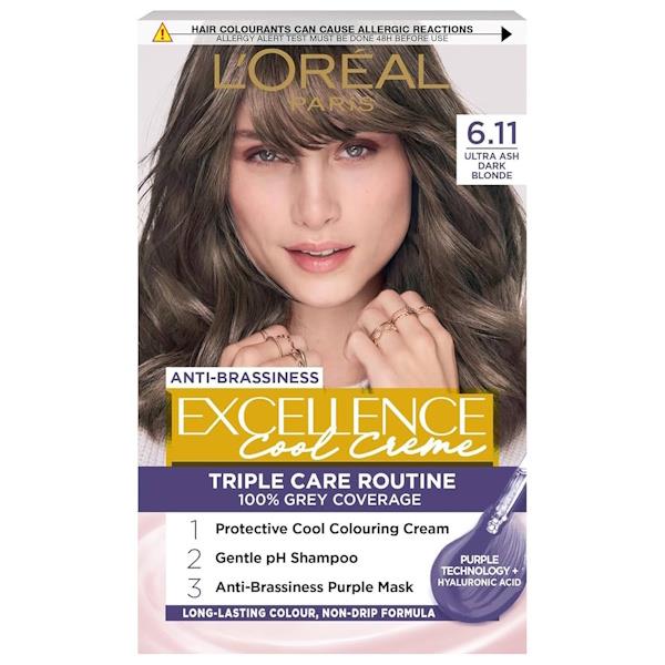L'Oreal Excellence Cool Creme Triple Care Colour 6.11 Ultra Ash Dark Blonde (Case of 3)