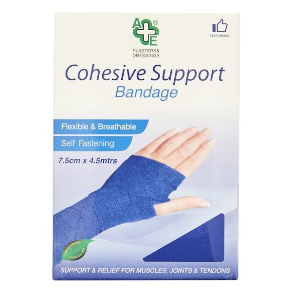 A&E Blue Cohesive Support Bandage 7.5cm x 4.5M (Case of 12)