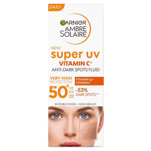 Garnier Ambre Solaire Super UV Vitamin C Anti Dark Spots Fluid SPF50+ 40ml (Case of 6)