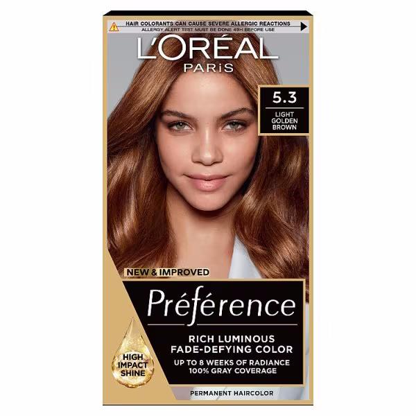 L'Oreal Preference Permanent Colour 5.3 Light Golden Brown (Case of 3)