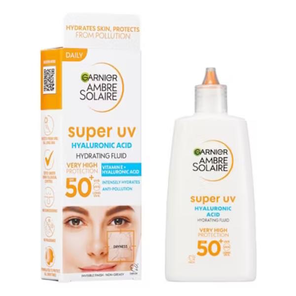 (LT) Garnier Ambre Solaire Super UV Hyaluronic Acid Hydrating Fluid SPF50+ 40ml (Case of 6)