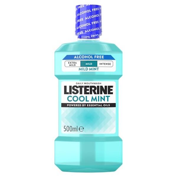 Listerine Daily Mouthwash Cool Mint Milder Taste 500ml (Case of 6)