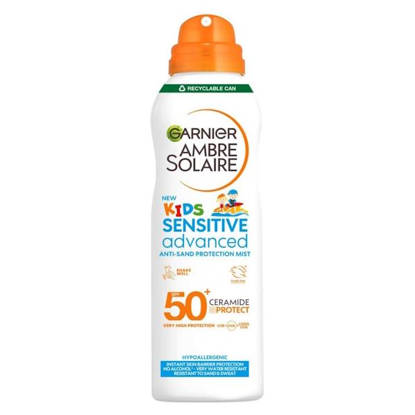Garnier Ambre Solaire Kids Sensitive Advanced Anti-Sand Protection Mist SPF50+ 150ml (Case of 6)