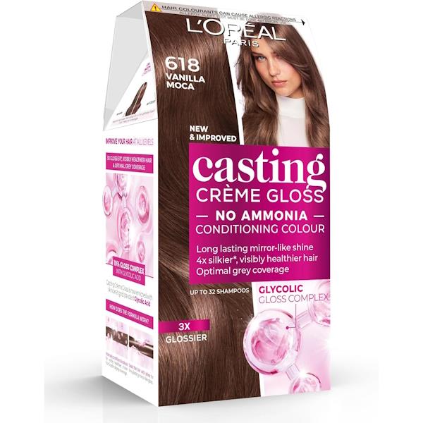 (LT) L'Oreal Casting Creme Gloss Semi-Permanent Hair Colour 618 Vanilla Mocha (Case of 3)