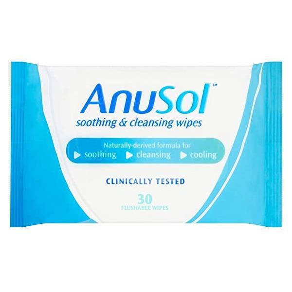 Anusol Soothing & Cleansing 30 Flushable Wipes (Case of 6)