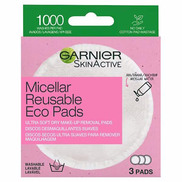 (LT) Garnier Skin Active Micellar Reusable Eco Pads 3 Pads (Case of 6)