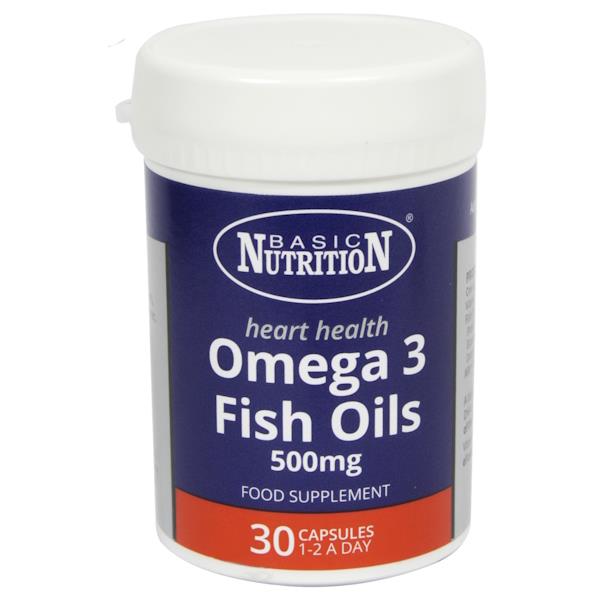 Basic Nutrition Omega 3 Fish Oils 500mg 30 Capsules (Case of 6)