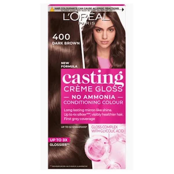 (LT) L'Oreal Casting Creme Gloss Semi-Permanent Hair Colour 400 Dark Brown (Case of 3)