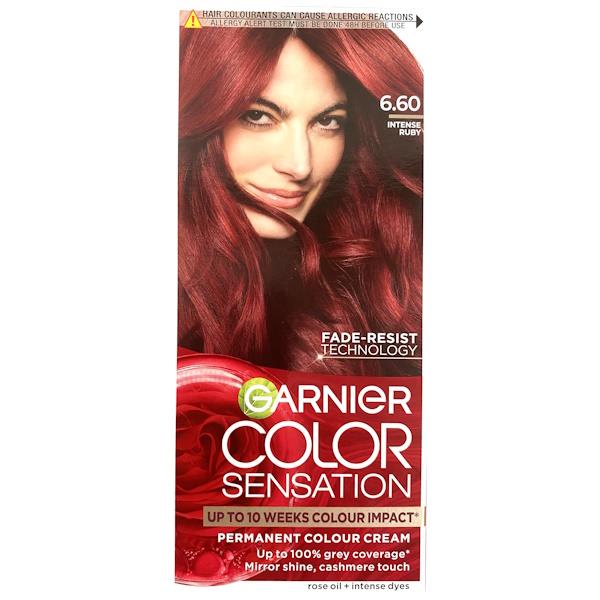 Garnier Color Sensation Permanent Colour Cream 6.60 Intense Ruby (Case of 3)