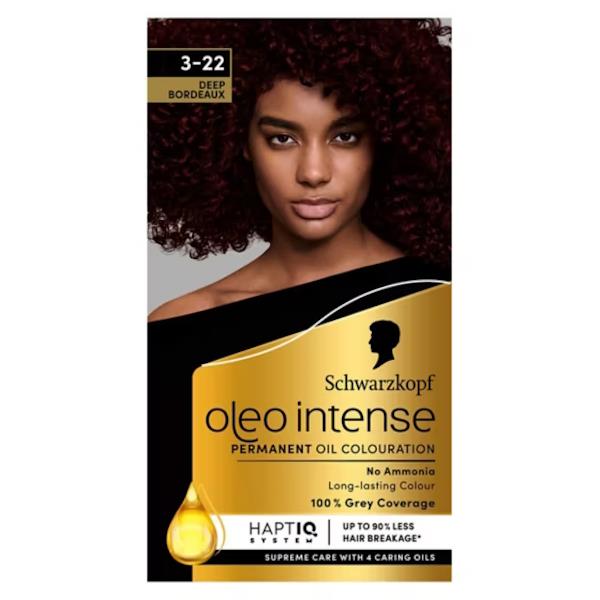 Schwarzkopf Oleo Intense Permanent Oil Colour 3-22 Deep Bordeaux (Case of 3)