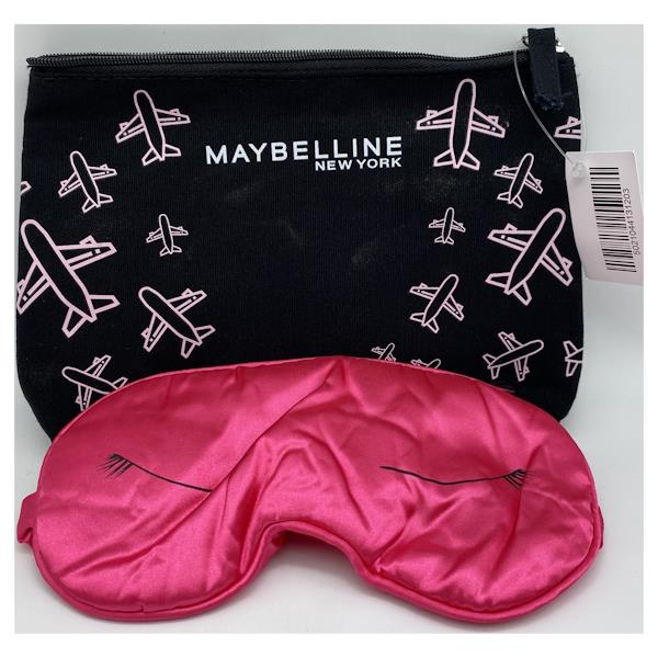 Maybelline New York Travel Make-Up Bag with Pink Eye Mask (Case of 12)