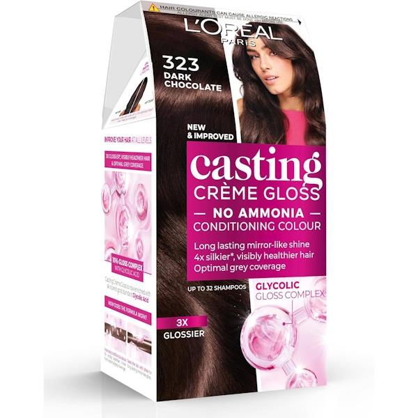 L'Oreal Casting Creme Gloss Semi-Permanent Hair Colour 323 Dark Chocolate (Case of 3)