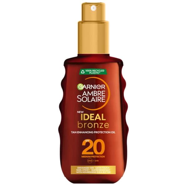 Garnier Ambre Solaire Ideal Bronze SPF20 Tan Enhancing Protection Oil 150ml (Case of 6)