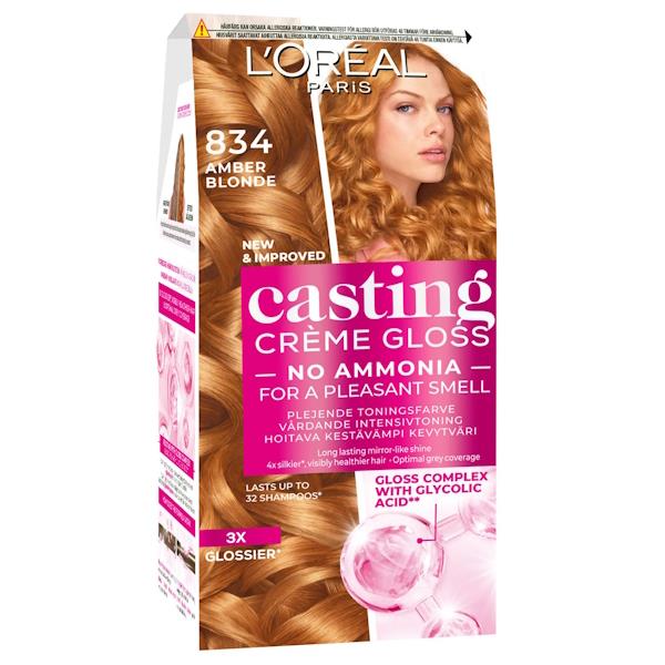 (LT) L'Oreal Casting Creme Gloss Hair Colour 834 Amber Blonde (Case of 3)