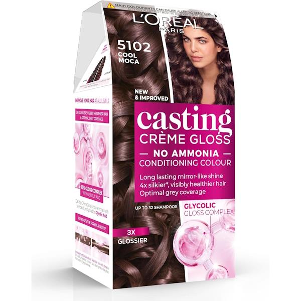 L'Oreal Casting Creme Gloss Semi-Permanent Hair Colour 5102 Cool Mocha (Case of 3)