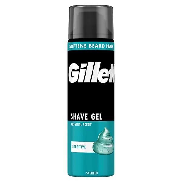Gillette Shave Gel Original Scent Sensitive 200ml (Case of 6)