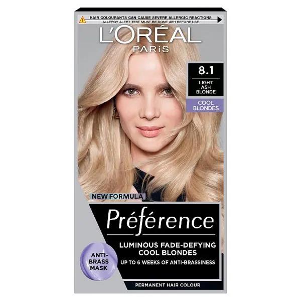 L'Oreal Preference Permanent Colour 8.1 Light Ash Blonde (Case of 3)