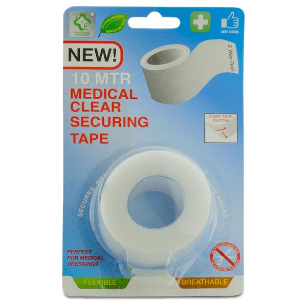A&E Medical Clear Securing Tape 10M (Case of 12)