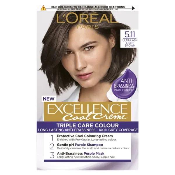 L'Oreal Excellence Cool Creme Triple Care Colour 5.11 Ultra Ash Light Brown (Case of 3)