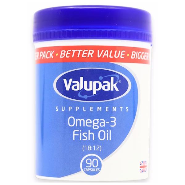 Valupak Supplements Omega-3 Fish Oil Oil 1000mg 90 Capsules (Case of 6)