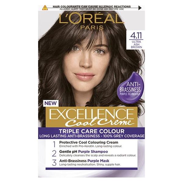 L'Oreal Excellence Cool Creme Triple Care Colour 4.11 Ultra Ash Brown (Case of 3)