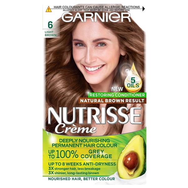 (LT) Garnier Nutrisse Creme Permanent Colour 6 Light Brown (Case of 3)