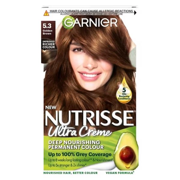 Garnier Nutrisse Creme Permanent Colour 5.3 Golden Brown (Case of 3)