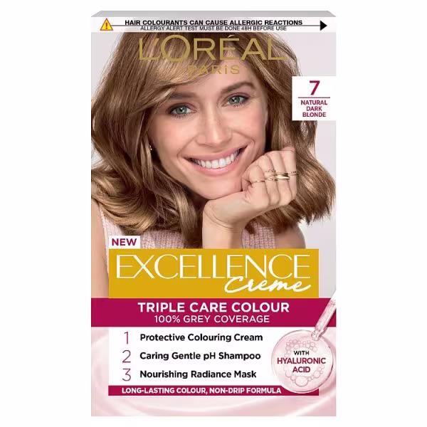 L'Oreal Excellence Creme Triple Care Colour 7 Natural Dark Blonde (Case of 3)