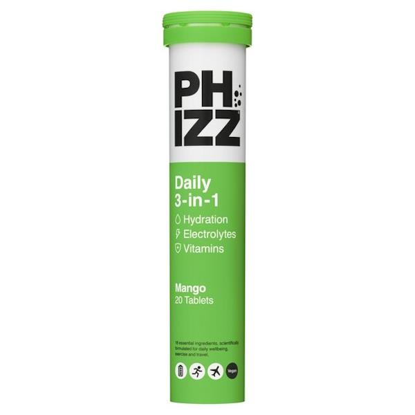 Phizz Daily 3-in-1 Formula Mango 20 Effervescent Tablets (Case of 12)