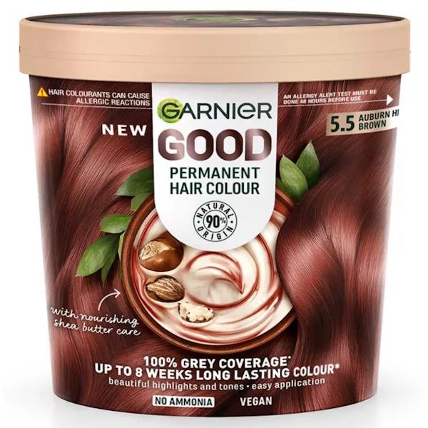 Garnier Good Permanent Hair Colour 5.5 Auburn Hibiscus Brown (Case of 3)