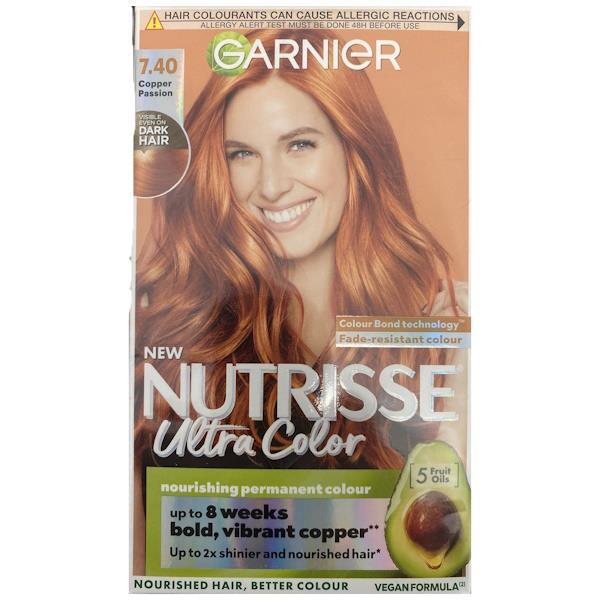 Garnier Nutrisse Ultra Color Permanent Colour 7.40 Copper Passion (Case of 3)