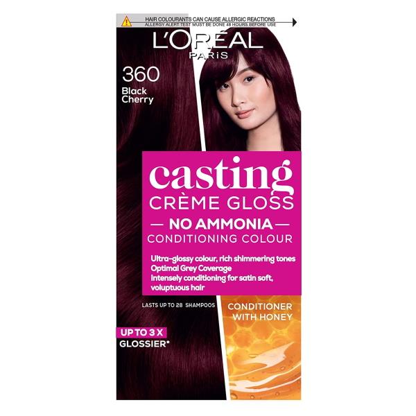 L'Oreal Casting Creme Gloss Semi-Permanent Hair Colour 360 Black Cherry (Case of 3)
