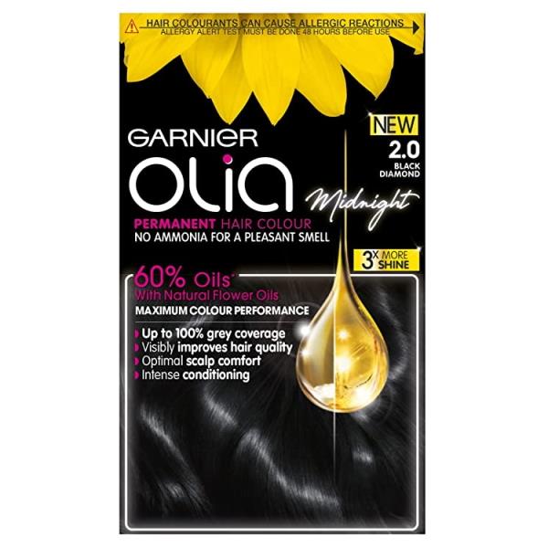Garnier Olia Midnight Permanent Hair Colour 2.0 Black Diamond (Case of 3)