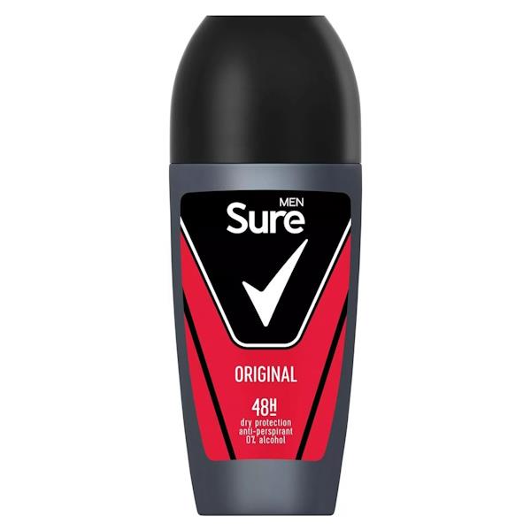 Sure Men Original Dry Anti-Perspirant Roll On 50ml (Case of 6)