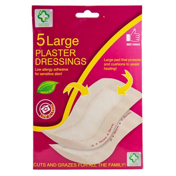 A&E Large Plaster Dressings 5 Pads (Case of 12)