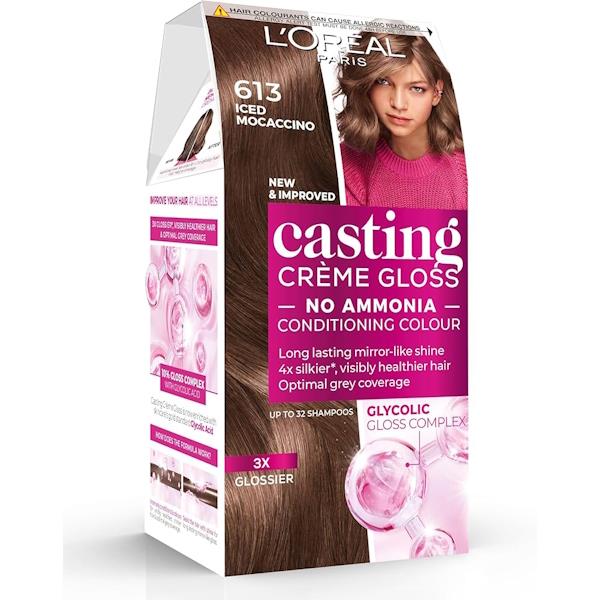 L'Oreal Casting Creme Gloss Semi-Permanent Hair Colour 613 Iced Mocaccino (Case of 3)