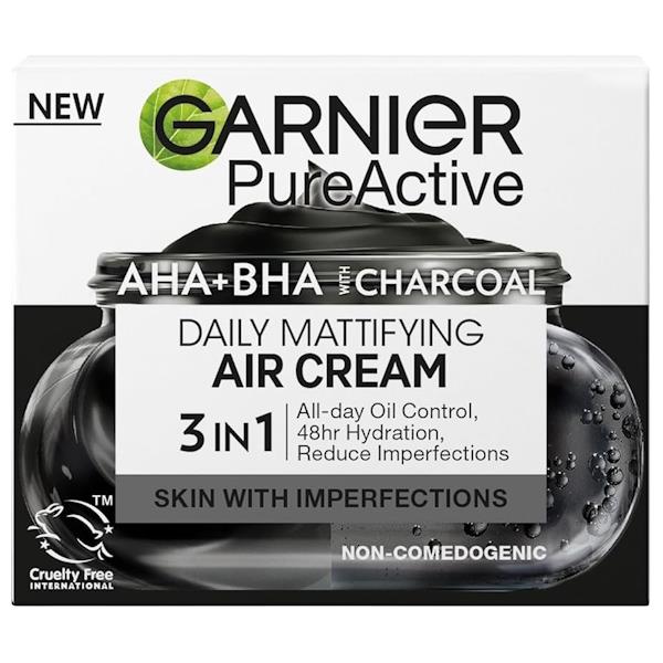 Garnier Pure Active AHA + BHA Charcoal Daily Mattifying Air Cream 50ml (Case of 6)