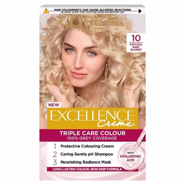 (LT) L'Oreal Excellence Creme Triple Care Colour 10 Natural Baby Blonde (Case of 3)