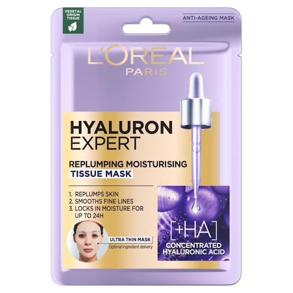 L'Oreal Hyaluron Expert Replumping Moisturising Tissue Mask (Case of 20)