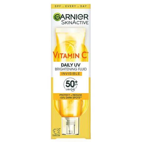 Garnier Skin Active Vitamin C Daily UV Brightening Fluid Invisible SPF50+ 40ml (Case of 6)
