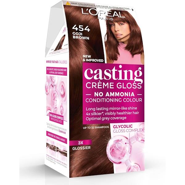 L'Oreal Casting Creme Gloss Semi-Permanent Hair Colour 454 Goji Brown (Case of 3)