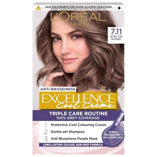 L'Oreal Excellence Cool Creme Triple Care Colour 7.11 Ultra Ash Blonde (Case of 3)