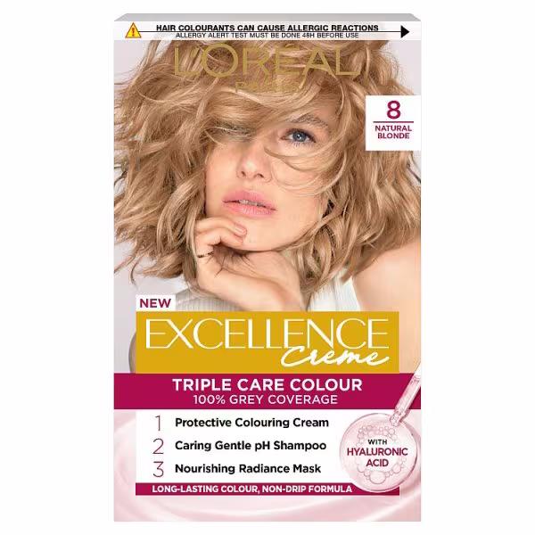 L'Oreal Excellence Creme Triple Care Colour 8 Natural Blonde (Case of 3)