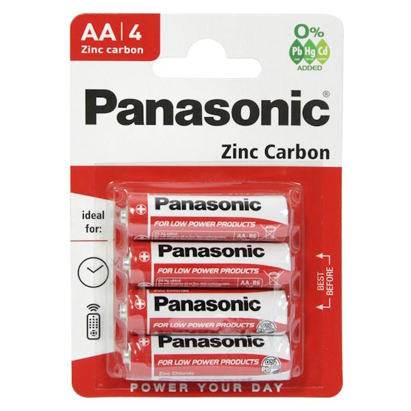 Panasonic Zinc Carbon Batteries AA 4 Pack (Case of 12)